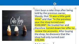 How to apply misrepresentation Liam cupcake scenario [upl. by Iand]