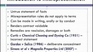 Misrepresentation Lecture 1 of 4 [upl. by Kort]